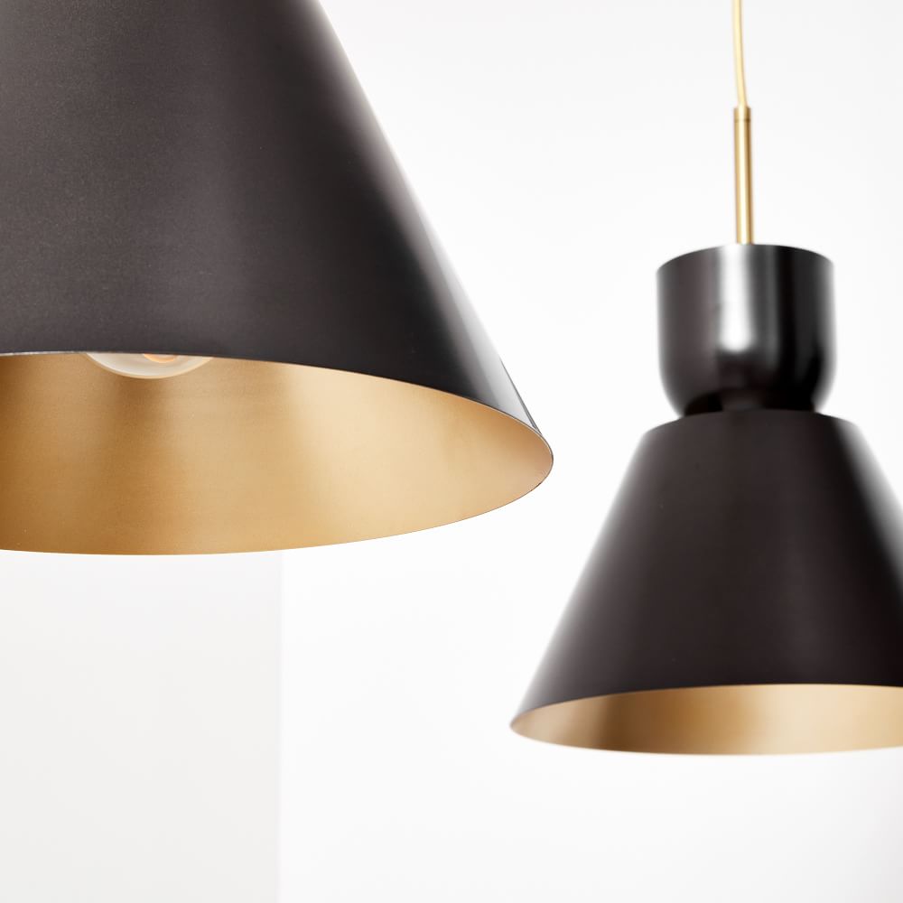 Sculptural 2 Light Tapered Metal Pendant West Elm UK